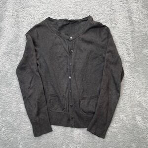 Eddie Bauer Sweater Womens Small Gray Cardigan Cashmere Blend Button Front